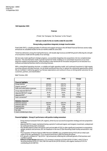 Thumbnail Fintel Plc Half-year Report 2025-h1