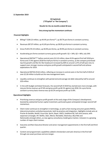 Thumbnail S4 Capital Half-year Report 2019-h1