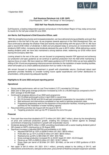Thumbnail Gulf Keystone Petroleum Half-year Report 2022-h1