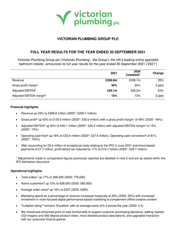 Vorschaubild Victorian Plumbing Group Finanzbericht 2021