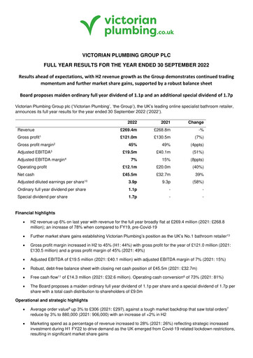 Vorschaubild Victorian Plumbing Group Finanzbericht 2022