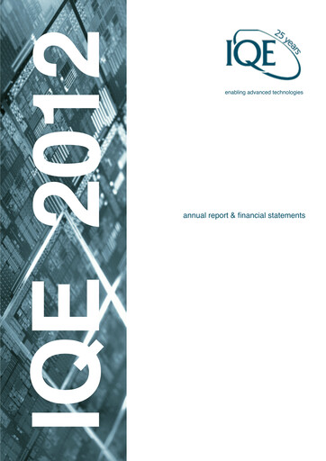 Thumbnail IQE plc Annual Report 2012