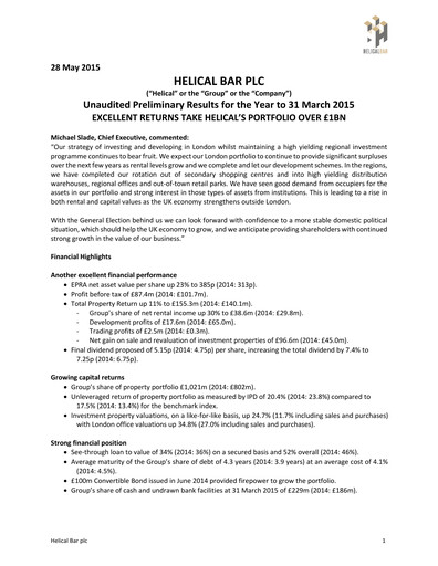 Vorschaubild Helical Finanzbericht 2015