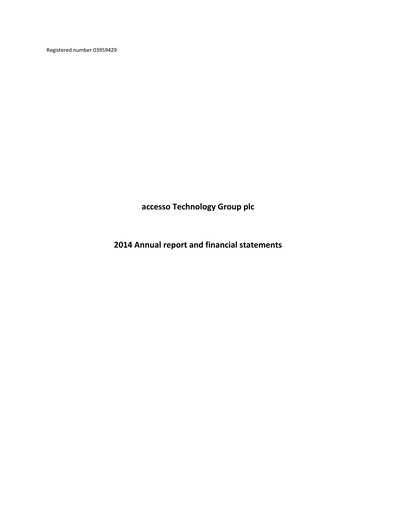 Thumbnail accesso Technology Group Annual Report 2014