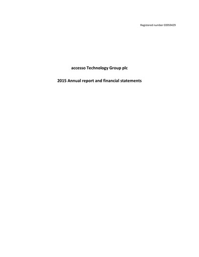Thumbnail accesso Technology Group Annual Report 2015