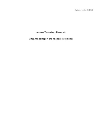 Thumbnail accesso Technology Group Annual Report 2016