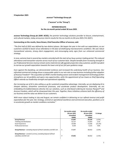 Thumbnail accesso Technology Group Half-year Report 2025-h1