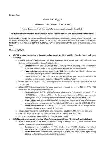 Thumbnail Benchmark Holdings Half-year Report 2024-h1
