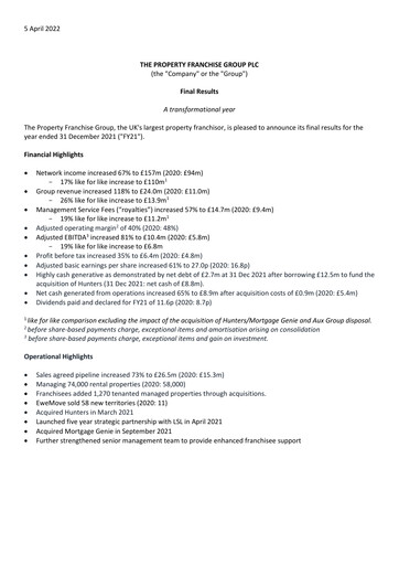 Thumbnail The Property Franchise Group Financial Report 2021