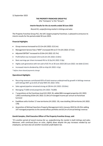 Thumbnail The Property Franchise Group Half-year Report 2023-h1