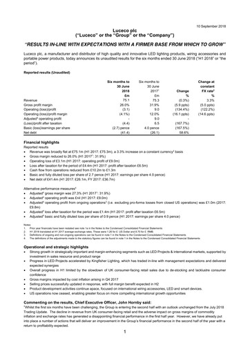Thumbnail Luceco plc Half-year Report 2018-h1