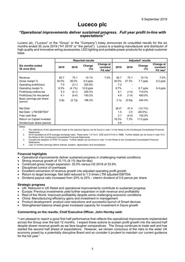 Thumbnail Luceco plc Half-year Report 2019-h1