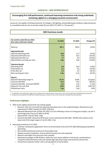 Thumbnail Luceco plc Half-year Report 2023-h1