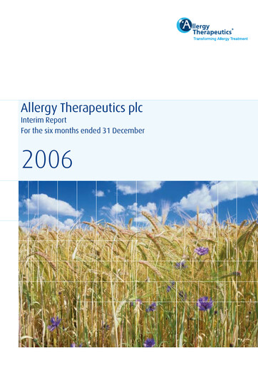 Thumbnail Allergy Therapeutics Half-year Report 2006-2007