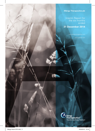 Thumbnail Allergy Therapeutics Half-year Report 2014-2015