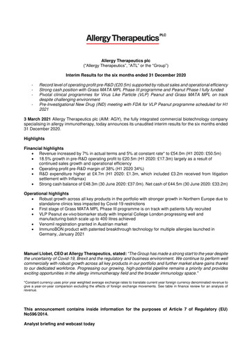 Thumbnail Allergy Therapeutics Half-year Report 2020-2021