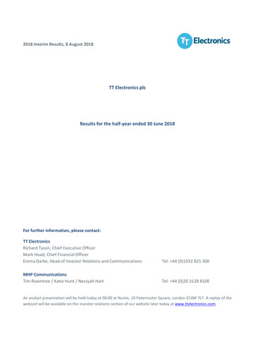 Vorschaubild TT Electronics Halbjahresbericht 2018-h1