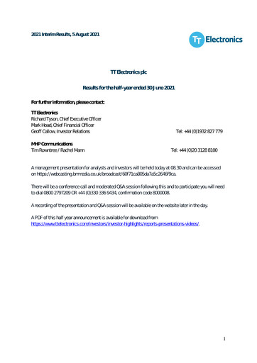 Vorschaubild TT Electronics Halbjahresbericht 2021-h1