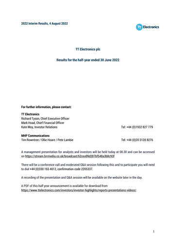 Vorschaubild TT Electronics Halbjahresbericht 2022-h1