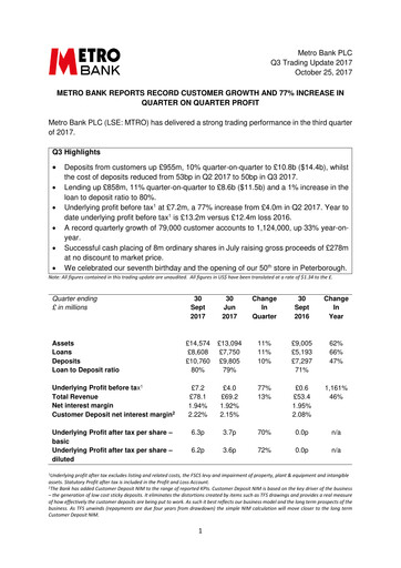 Vorschaubild Metro Bank Holdings Quartalsbericht 2017-q3