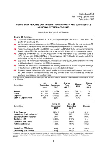 Vorschaubild Metro Bank Holdings Quartalsbericht 2018-q3