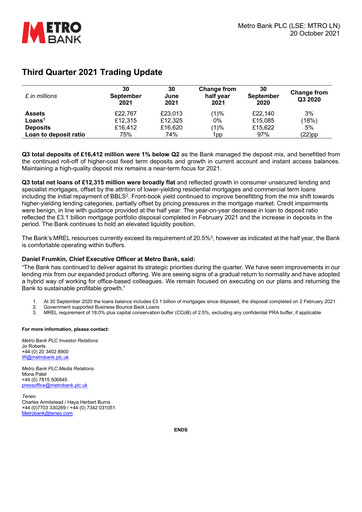 Vorschaubild Metro Bank Holdings Quartalsbericht 2021-q3