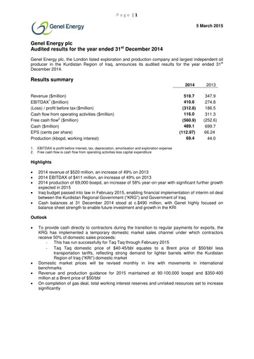 Thumbnail Genel Energy Financial Report 2014