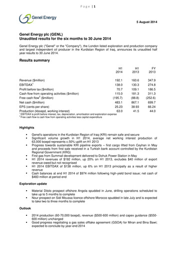Thumbnail Genel Energy Half-year Report 2014-h1