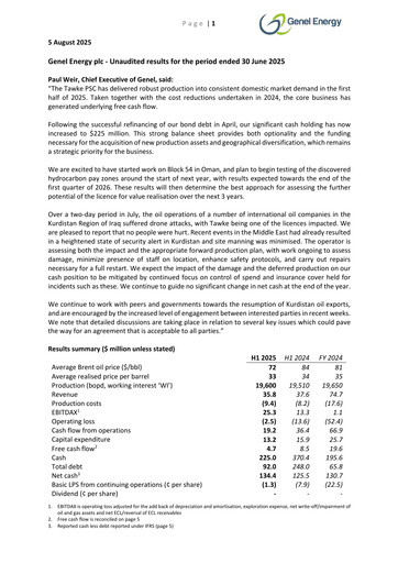 Thumbnail Genel Energy Half-year Report 2025-h1