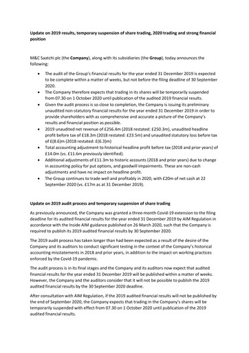 Thumbnail M&C Saatchi Financial Report 2019