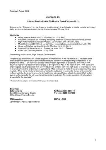 Thumbnail Zotefoams Half-year Report 2013-h1