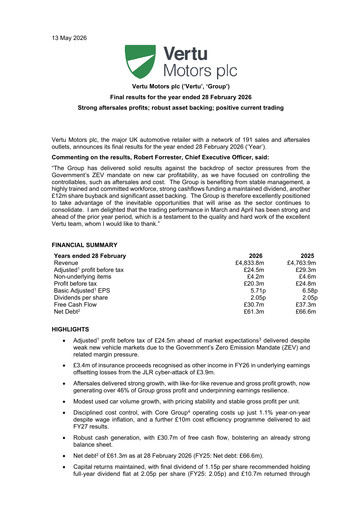Vorschaubild Vertu Motors Finanzbericht fy2026
