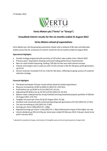Thumbnail Vertu Motors Half-year Report 2012-h1
