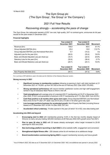 Thumbnail The Gym Group Financial Report 2021