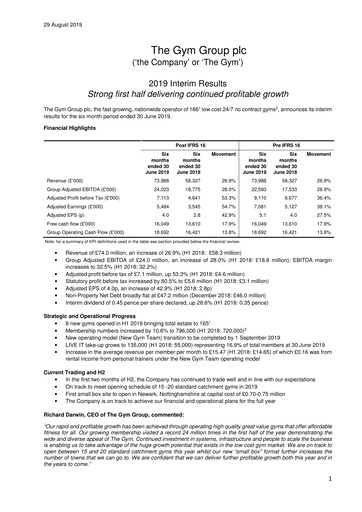 Thumbnail The Gym Group Half-year Report 2019-h1