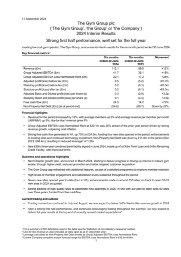 Thumbnail The Gym Group Half-year Report 2024-h1