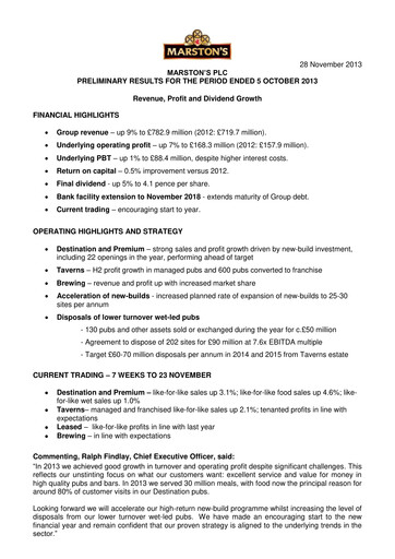 Thumbnail Marston's Financial Report 2013