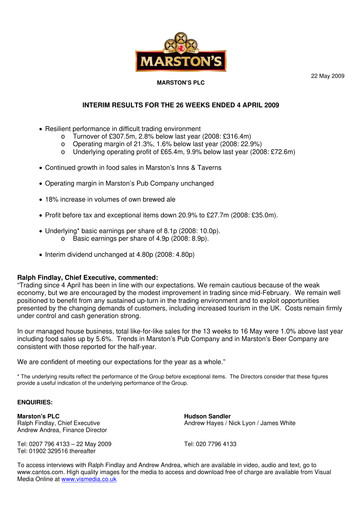 Thumbnail Marston's Half-year Report 2009-h1