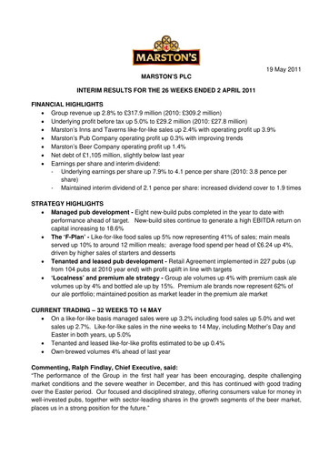 Thumbnail Marston's Half-year Report 2011-h1