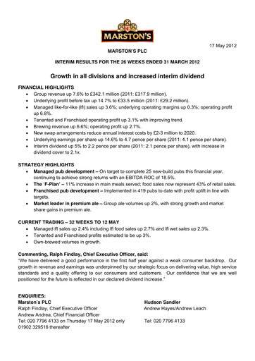 Thumbnail Marston's Half-year Report 2012-h1