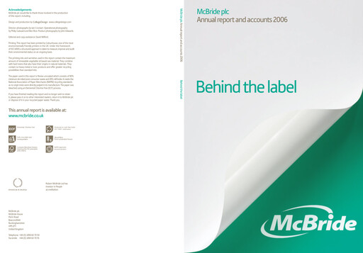 Miniature McBride Rapport annuel 2006