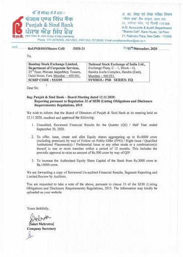 Thumbnail Punjab & Sind Bank Quarterly Report 2020-q2