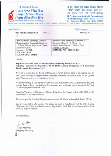 Thumbnail Punjab & Sind Bank Quarterly Report 2021-q2