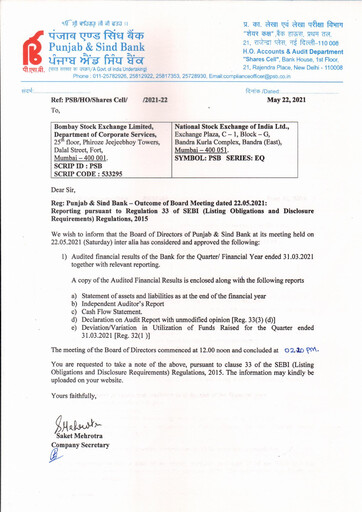 Thumbnail Punjab & Sind Bank Quarterly Report 2021-q4