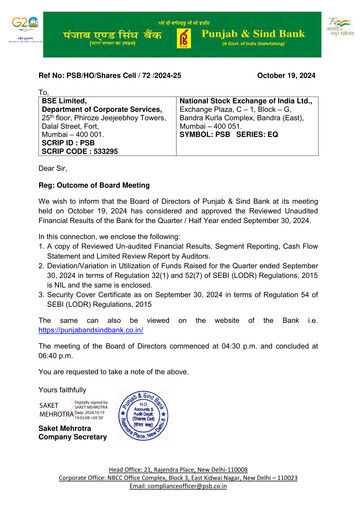 Thumbnail Punjab & Sind Bank Quarterly Report 2024-q3