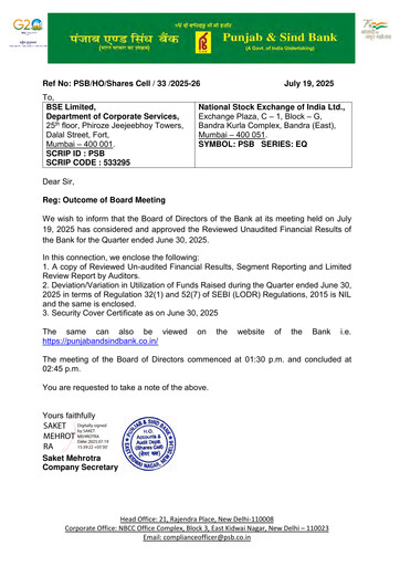 Thumbnail Punjab & Sind Bank Quarterly Report 2025-q2