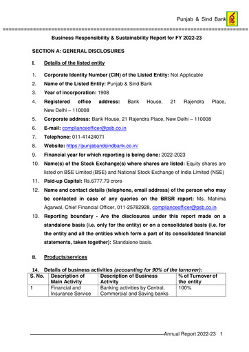 Thumbnail Punjab & Sind Bank Sustainability Report 2022-2023