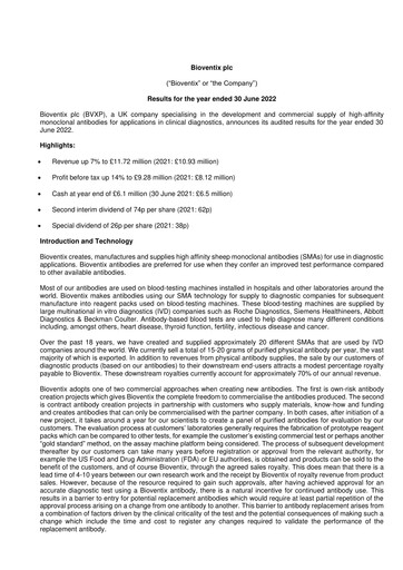 Thumbnail Bioventix Financial Statement fy2022