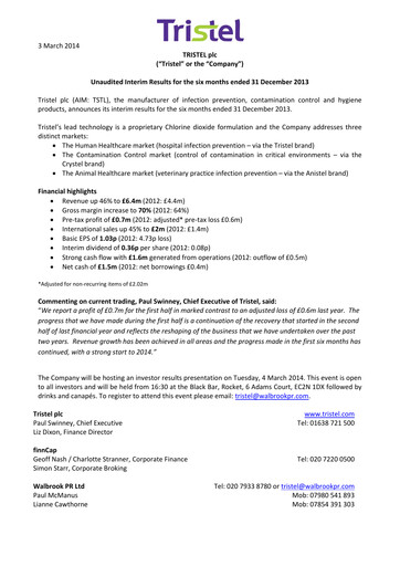 Thumbnail Tristel Half-year Report fy2014-h1