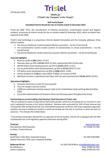 Thumbnail Tristel Half-year Report fy2016-h1